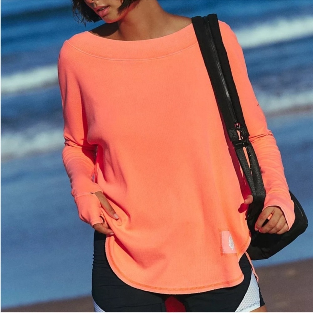 New with tags Free People FP Movement coral simply layer ribbed long sleeve top